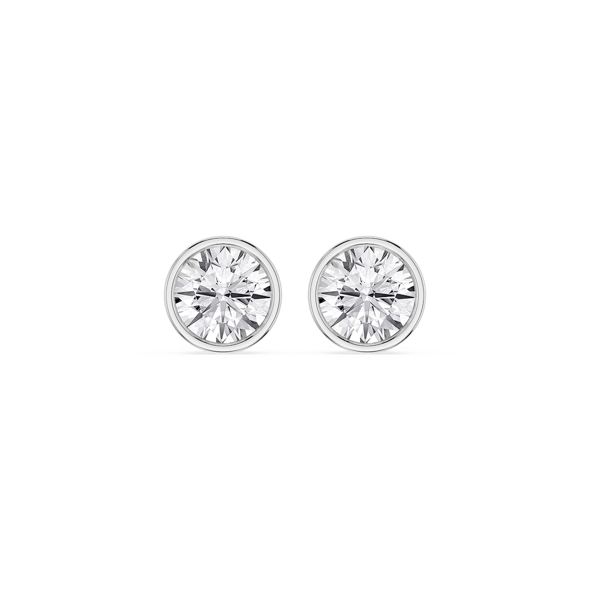 Round Lab Grown Diamond Bezel Set Certified Stud Earrings