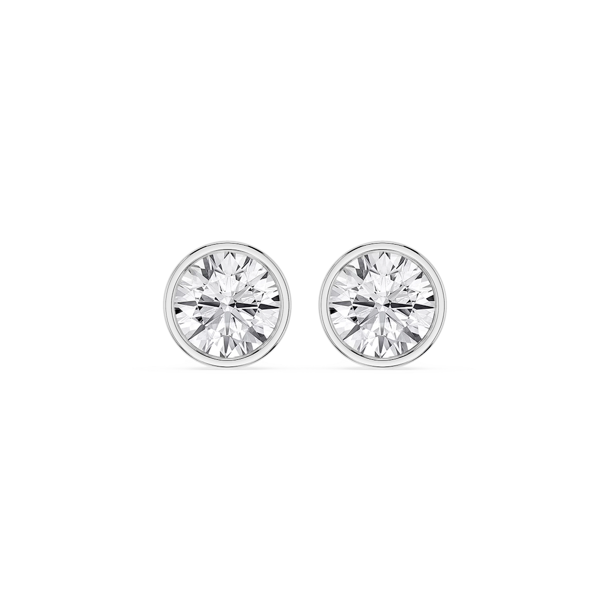 Round Lab Grown Diamond Bezel Set Certified Stud Earrings