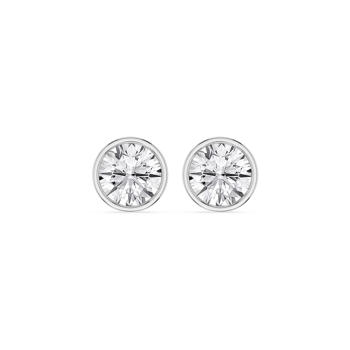 Round Lab Grown Diamond Bezel Set Certified Stud Earrings