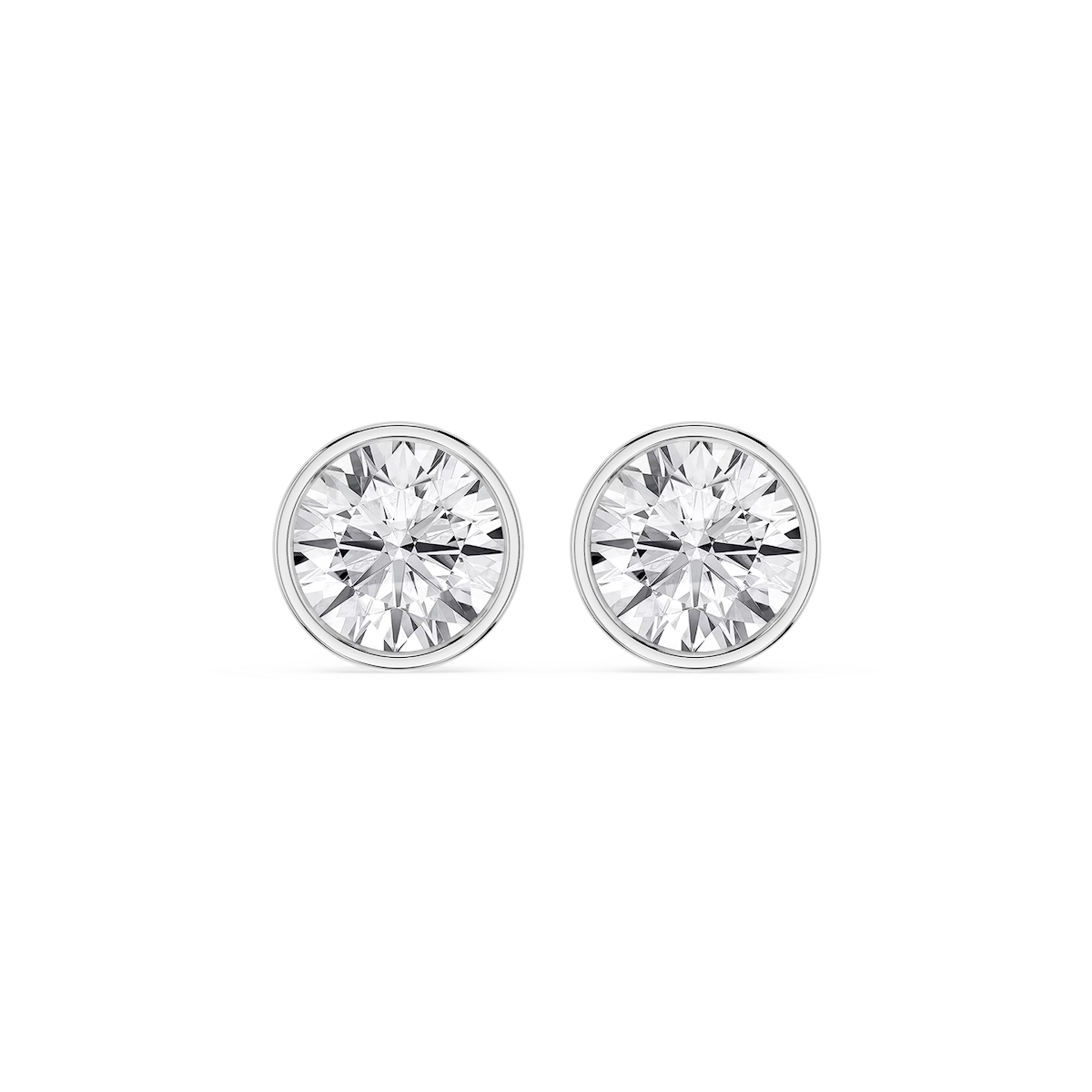 Round Lab Grown Diamond Bezel Set Certified Stud Earrings