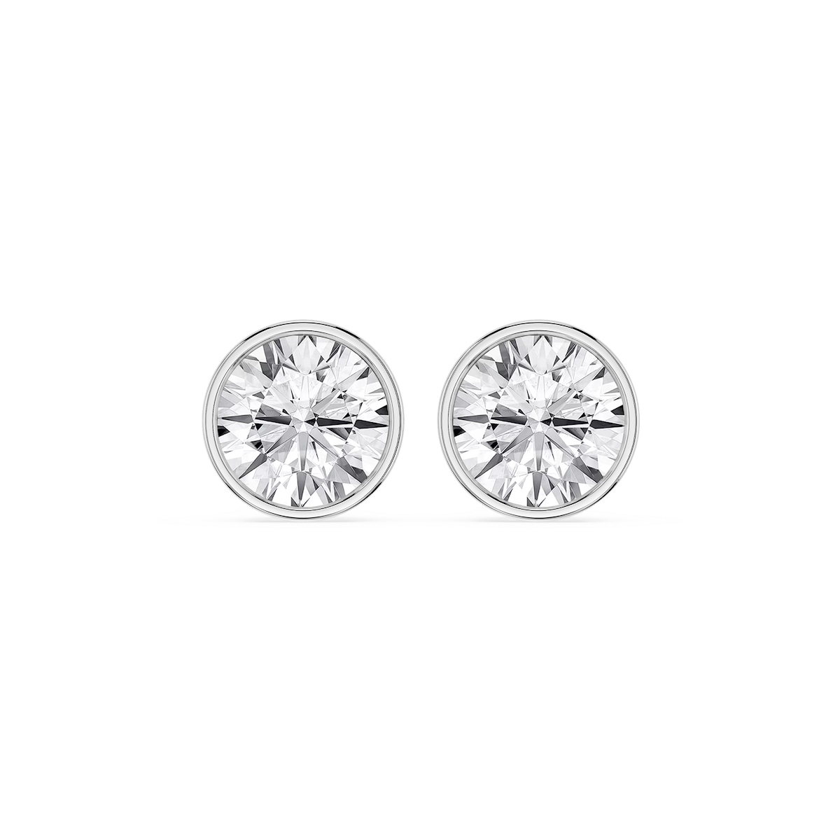 Round Lab Grown Diamond Bezel Set Certified Stud Earrings