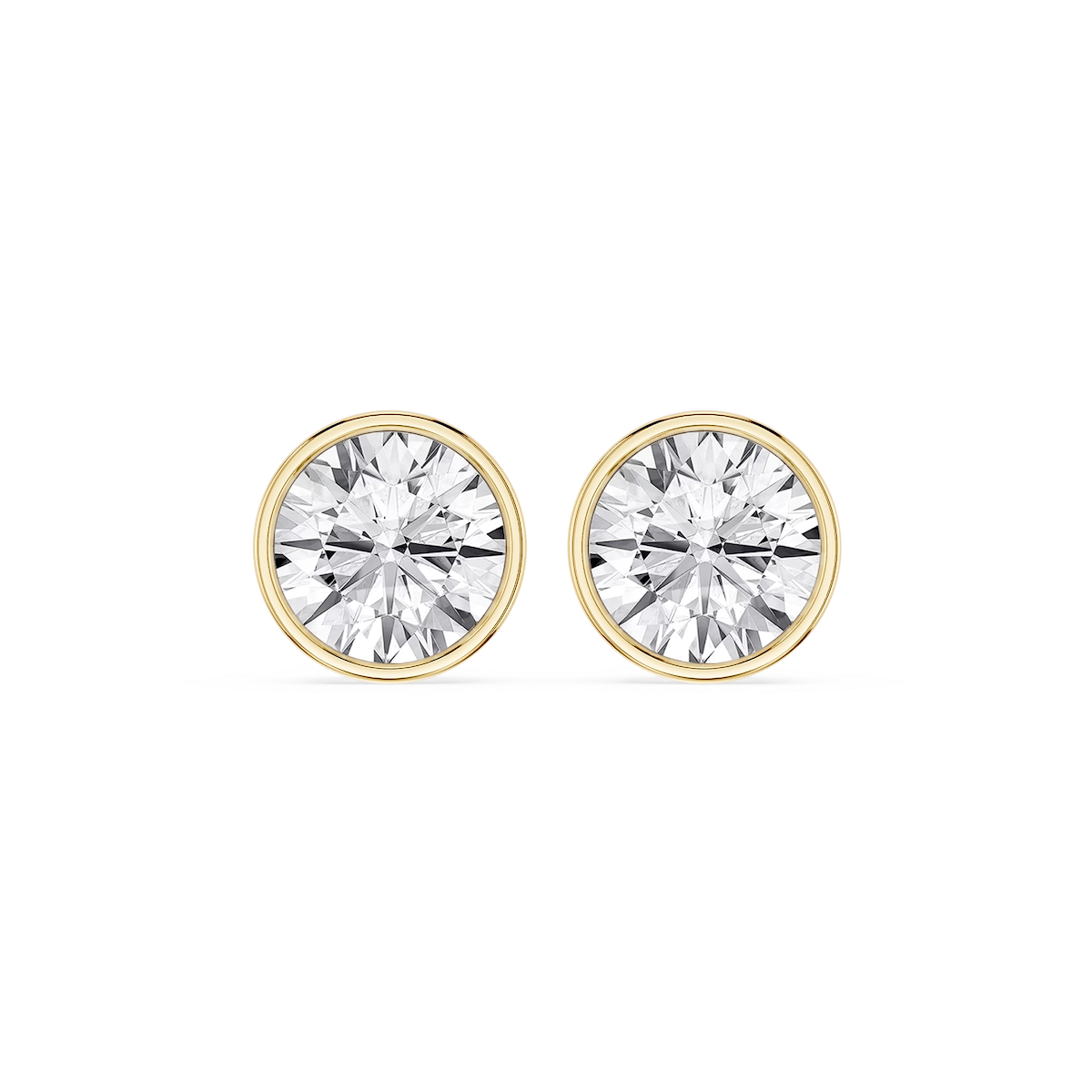 Round Lab Grown Diamond Bezel Set Certified Stud Earrings