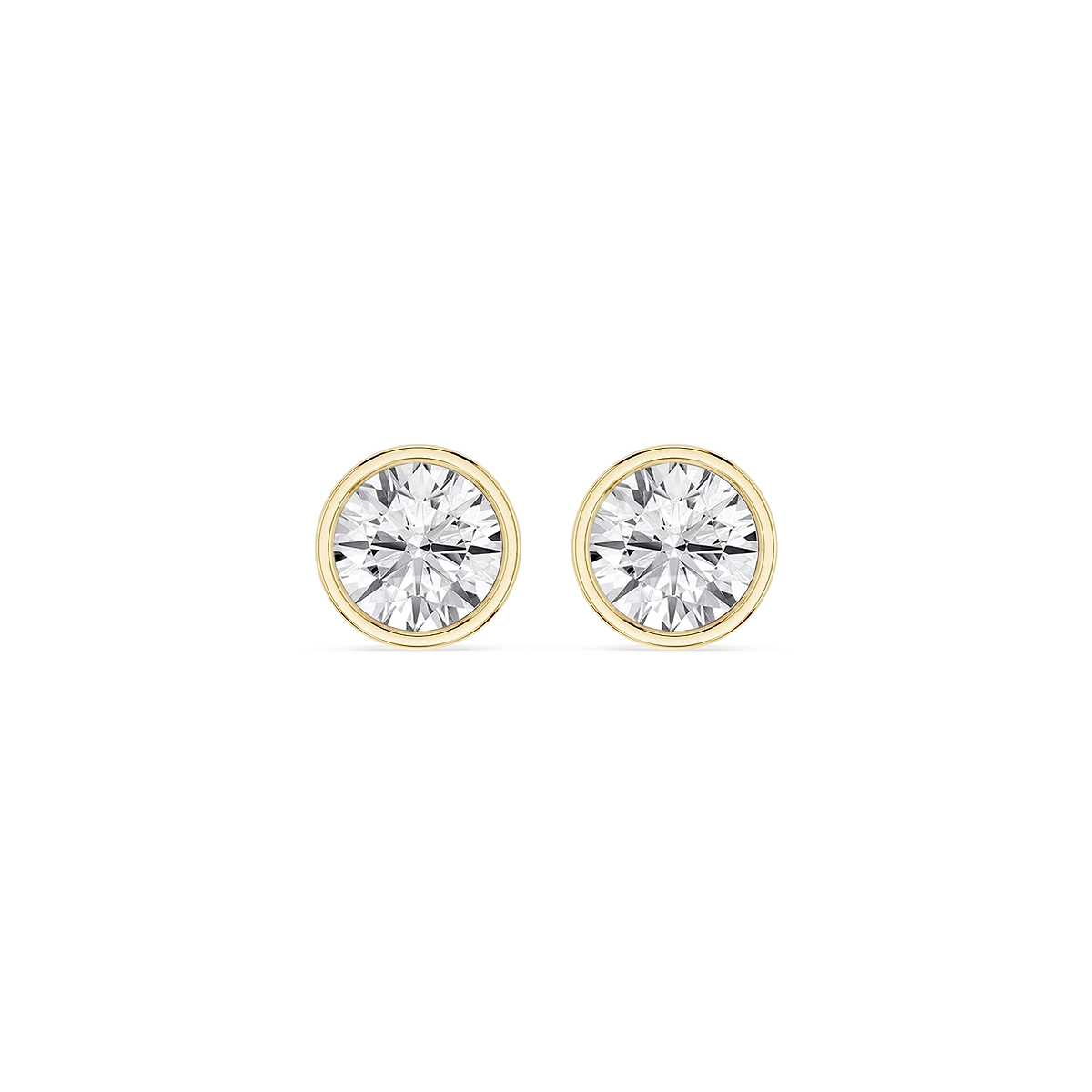 Round Lab Grown Diamond Bezel Set Certified Stud Earrings