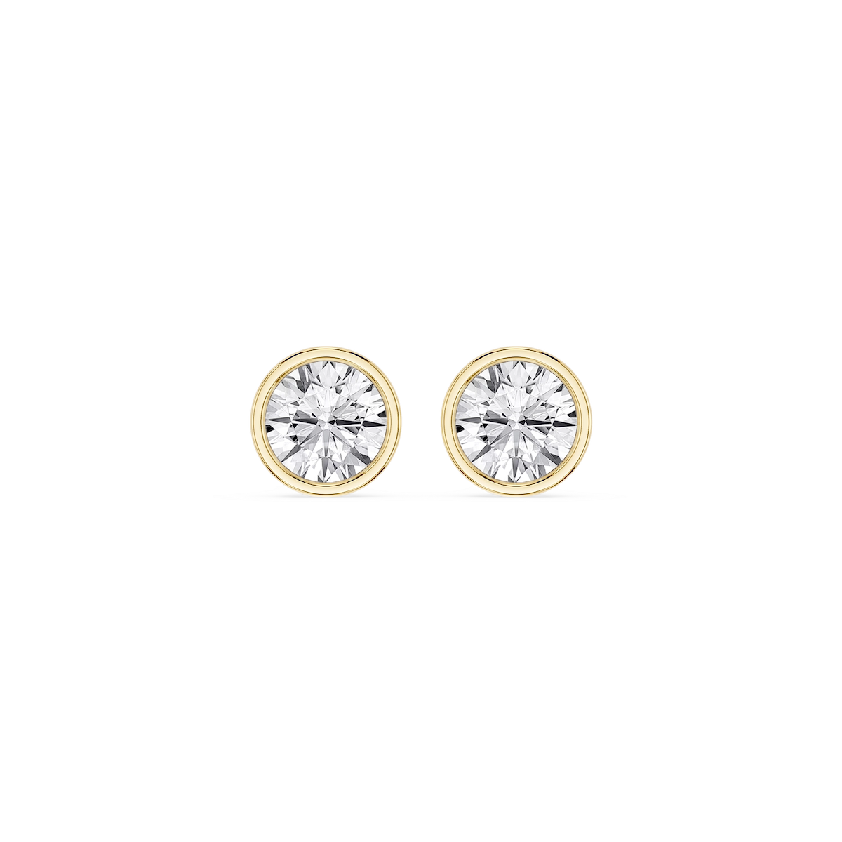 Round Lab Grown Diamond Bezel Set Certified Stud Earrings
