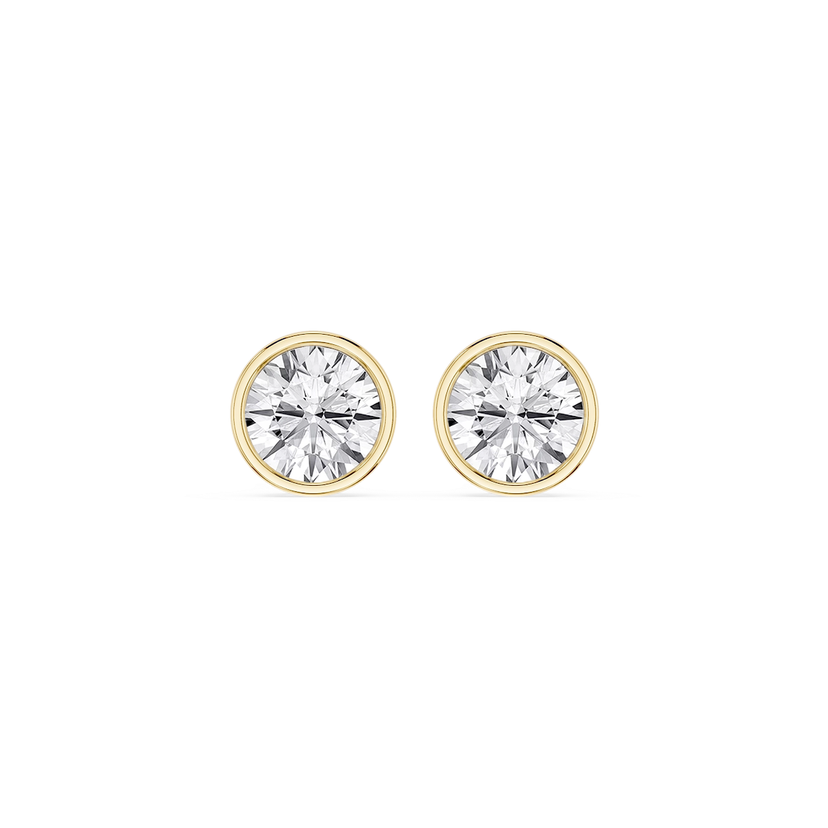 Round Lab Grown Diamond Bezel Set Certified Stud Earrings