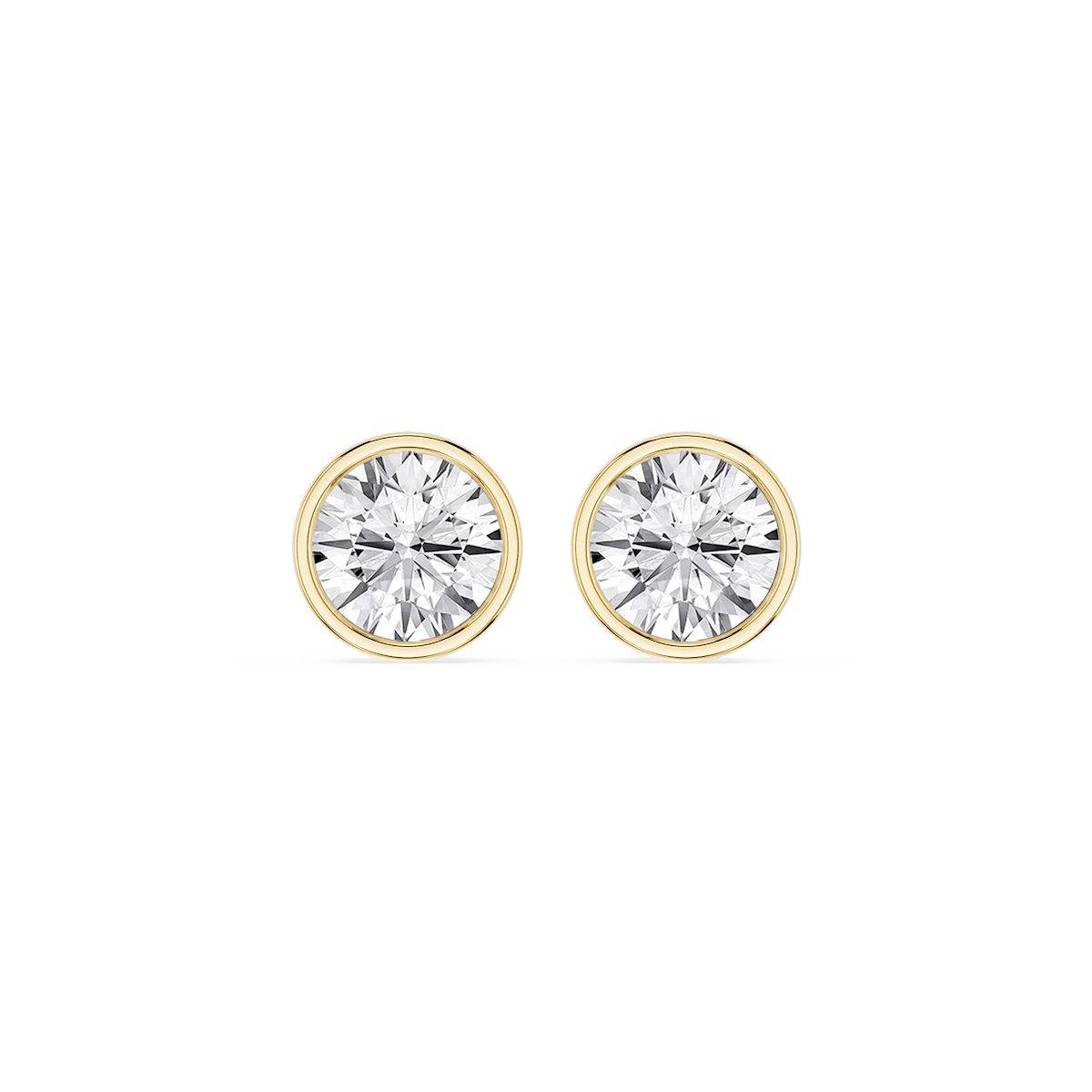 Round Lab Grown Diamond Bezel Set Certified Stud Earrings