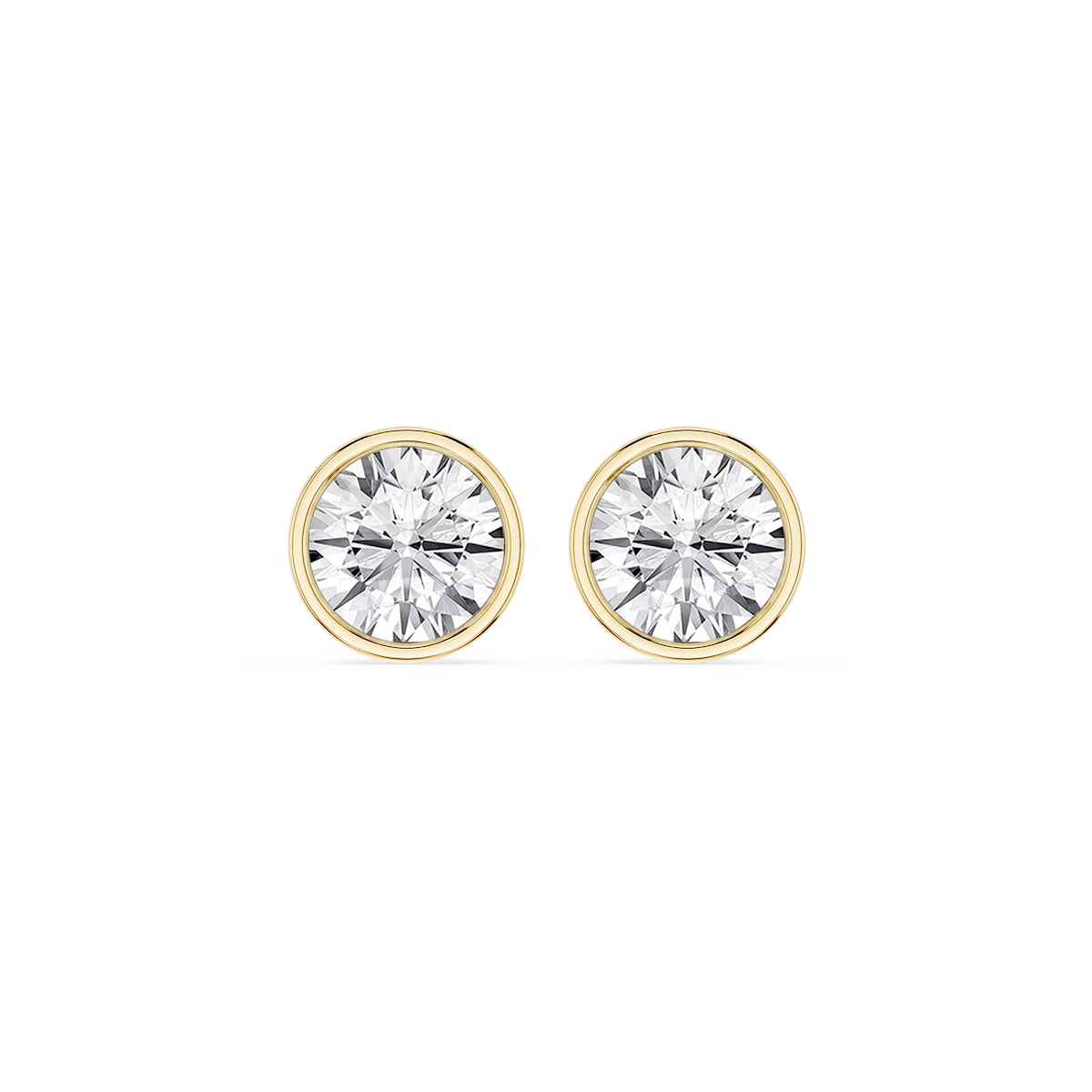 Round Lab Grown Diamond Bezel Set Certified Stud Earrings
