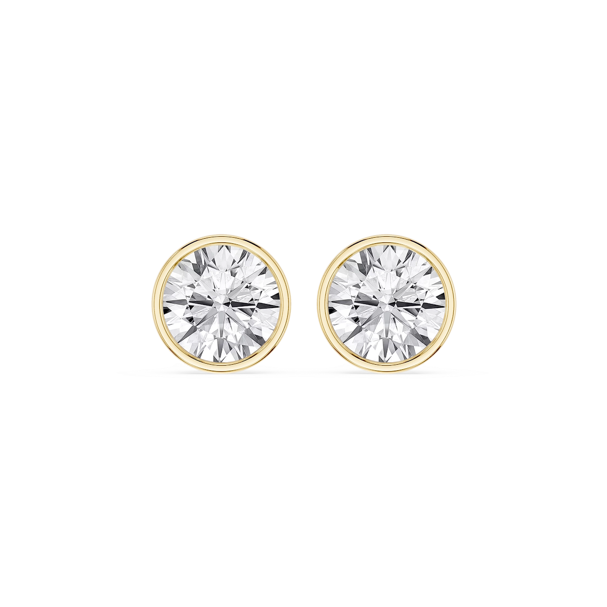 Round Lab Grown Diamond Bezel Set Certified Stud Earrings