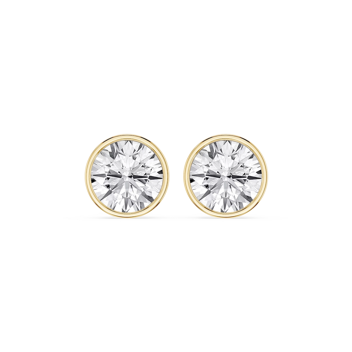 Round Lab Grown Diamond Bezel Set Certified Stud Earrings