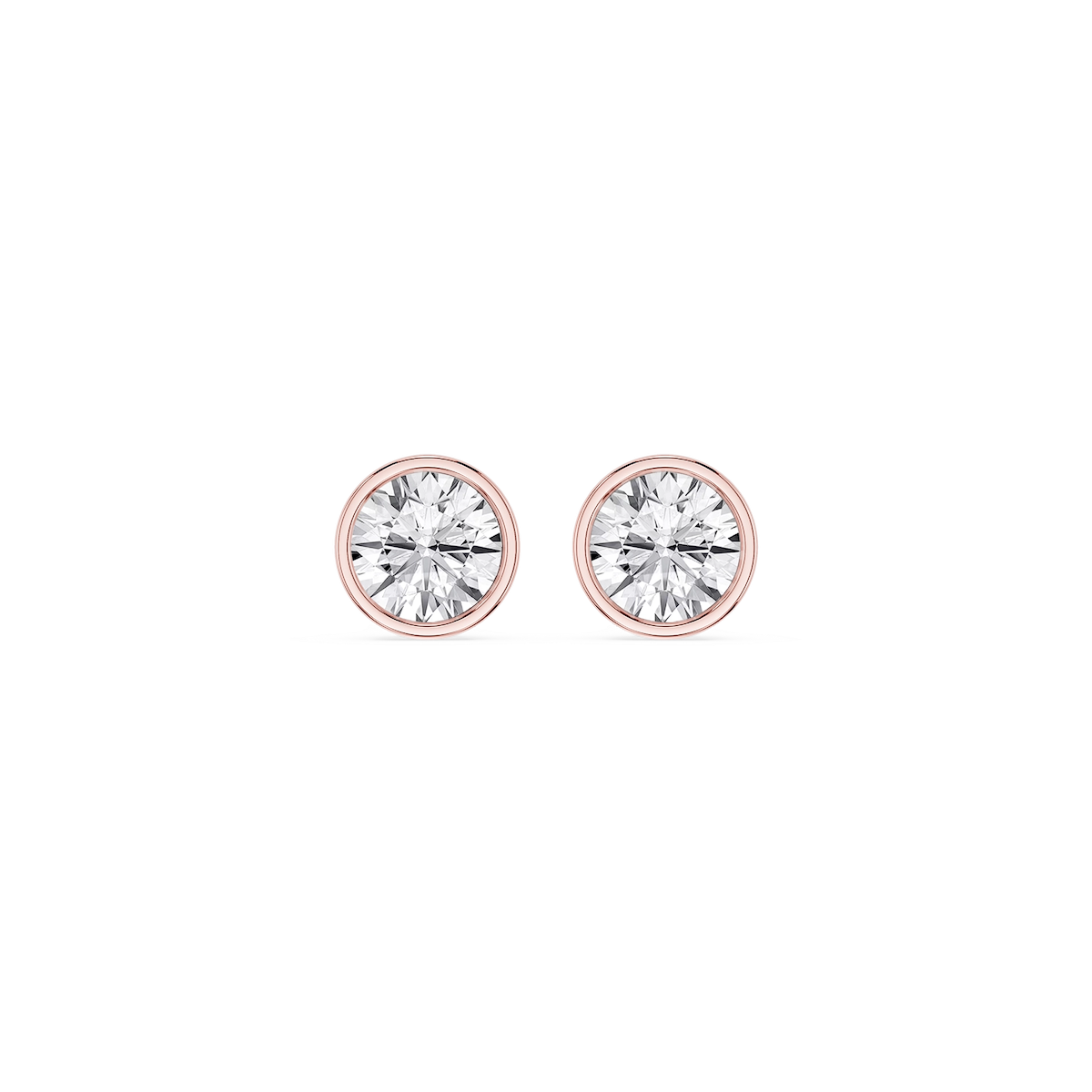 Round Lab Grown Diamond Bezel Set Stud Earrings