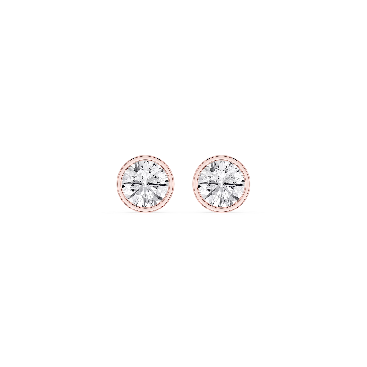 Round Lab Grown Diamond Bezel Set Stud Earrings