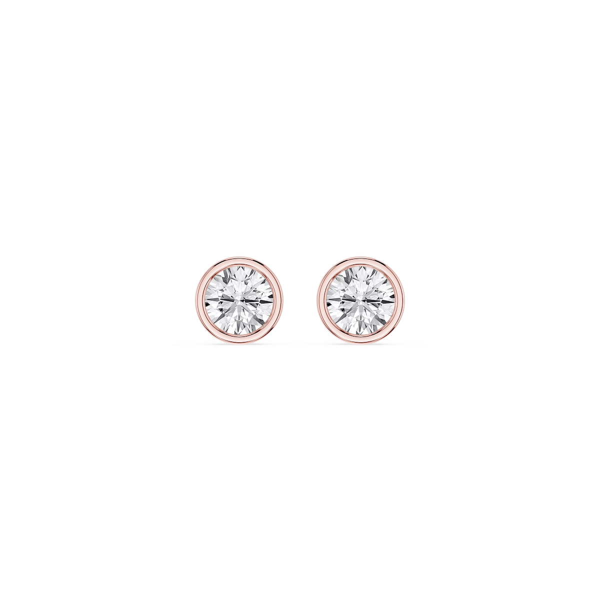 Round Lab Grown Diamond Bezel Set Stud Earrings
