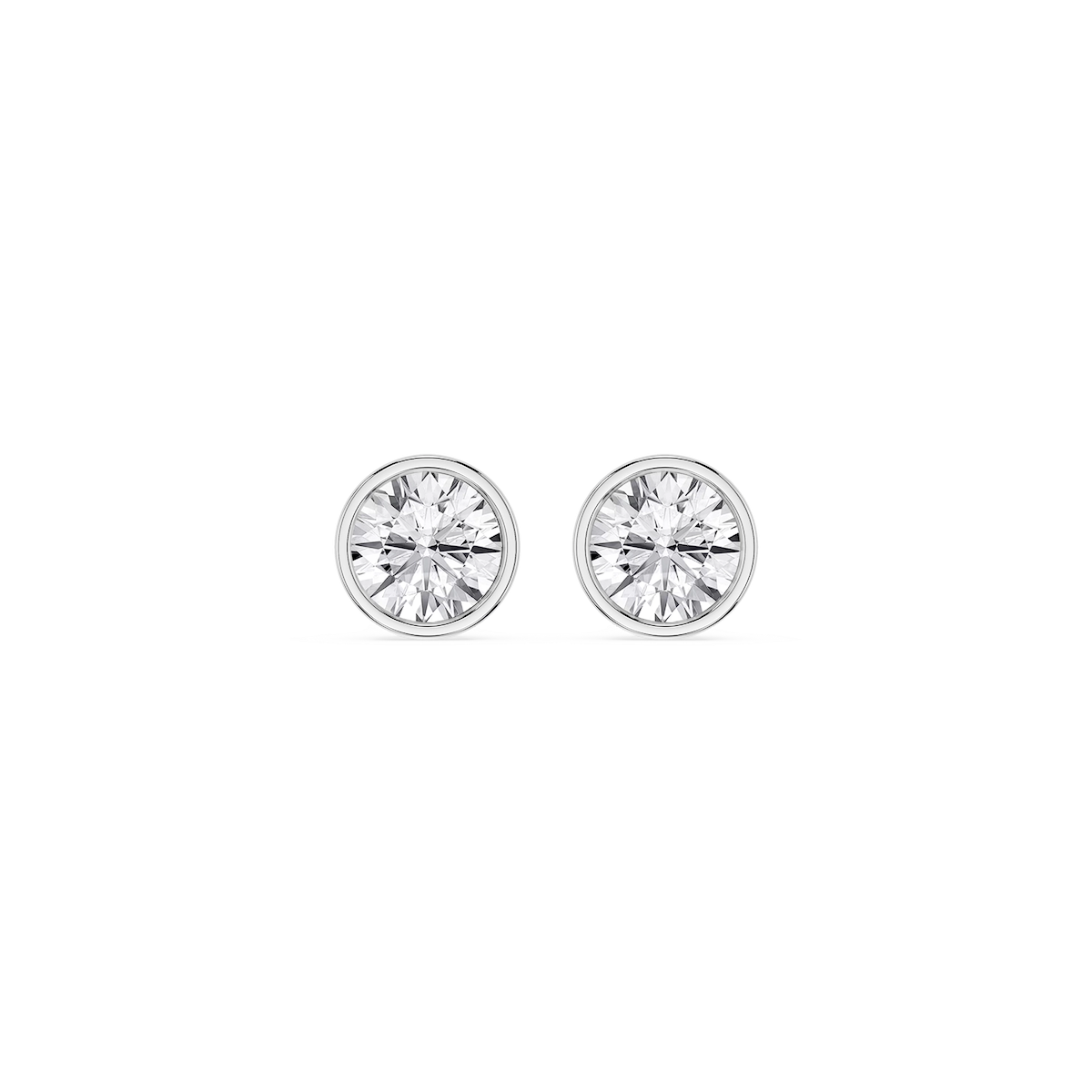 Round Lab Grown Diamond Bezel Set Stud Earrings