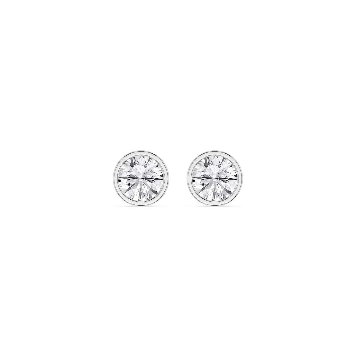 Round Lab Grown Diamond Bezel Set Stud Earrings