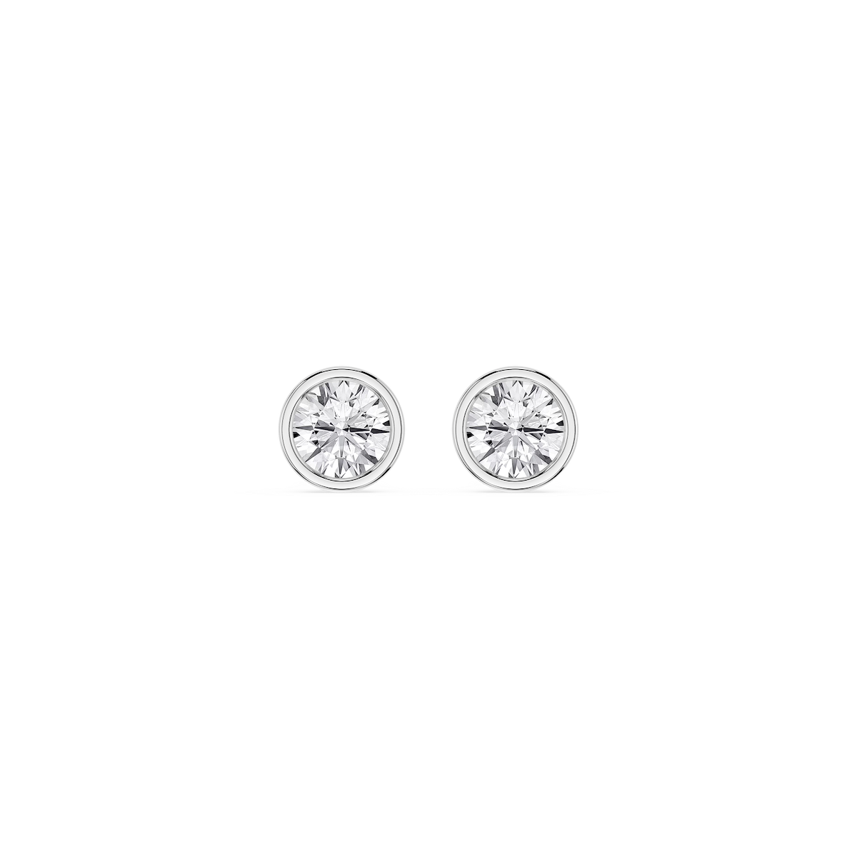 Round Lab Grown Diamond Bezel Set Stud Earrings
