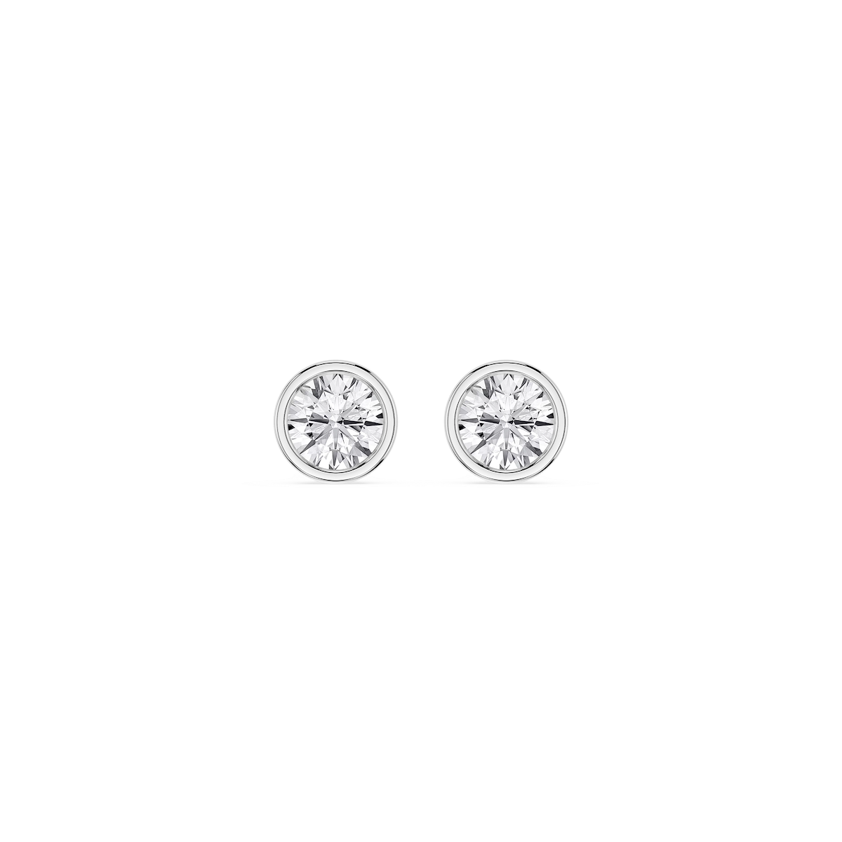 Round Lab Grown Diamond Bezel Set Stud Earrings