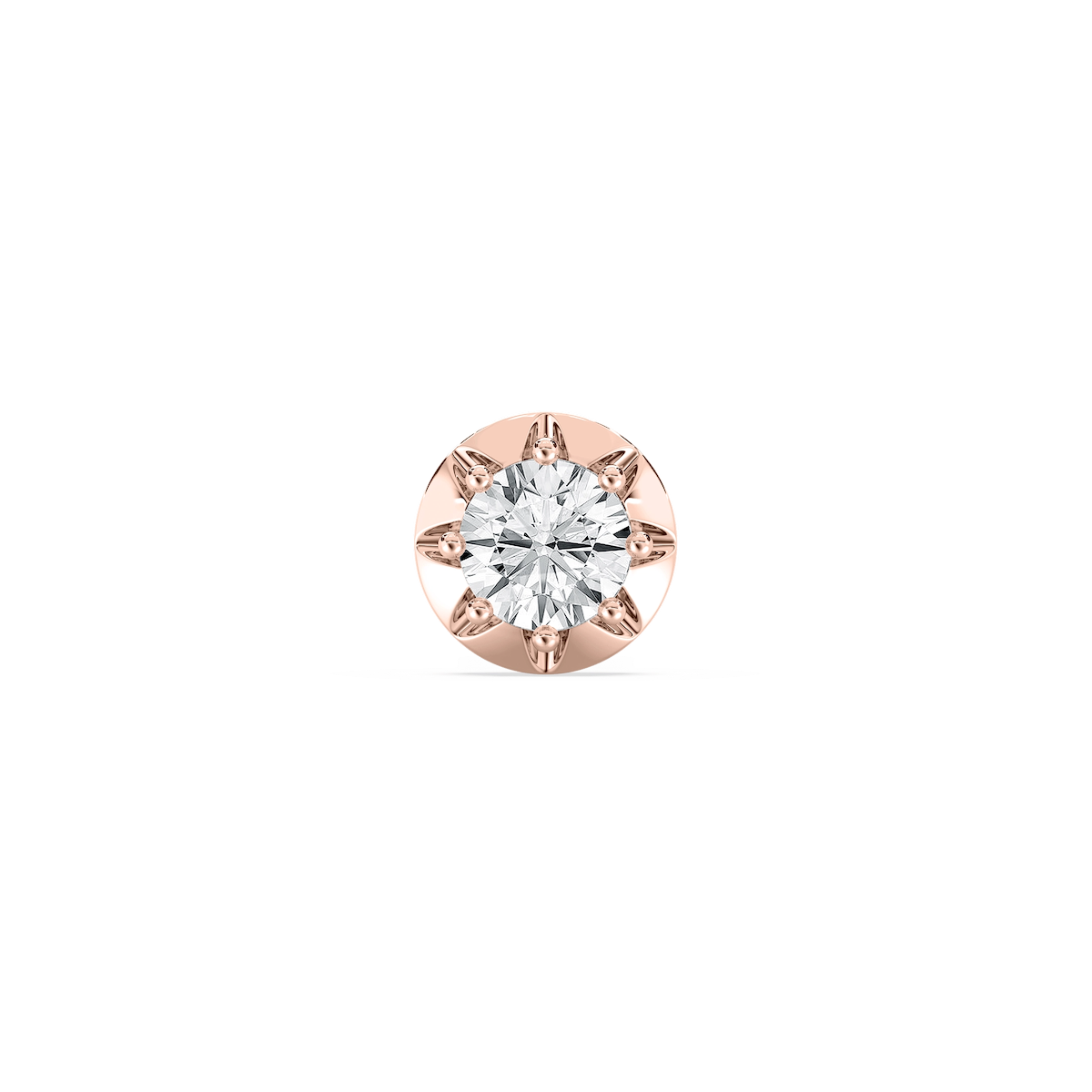 Round Lab Grown Diamond Circular Crown Single Stud Earring
