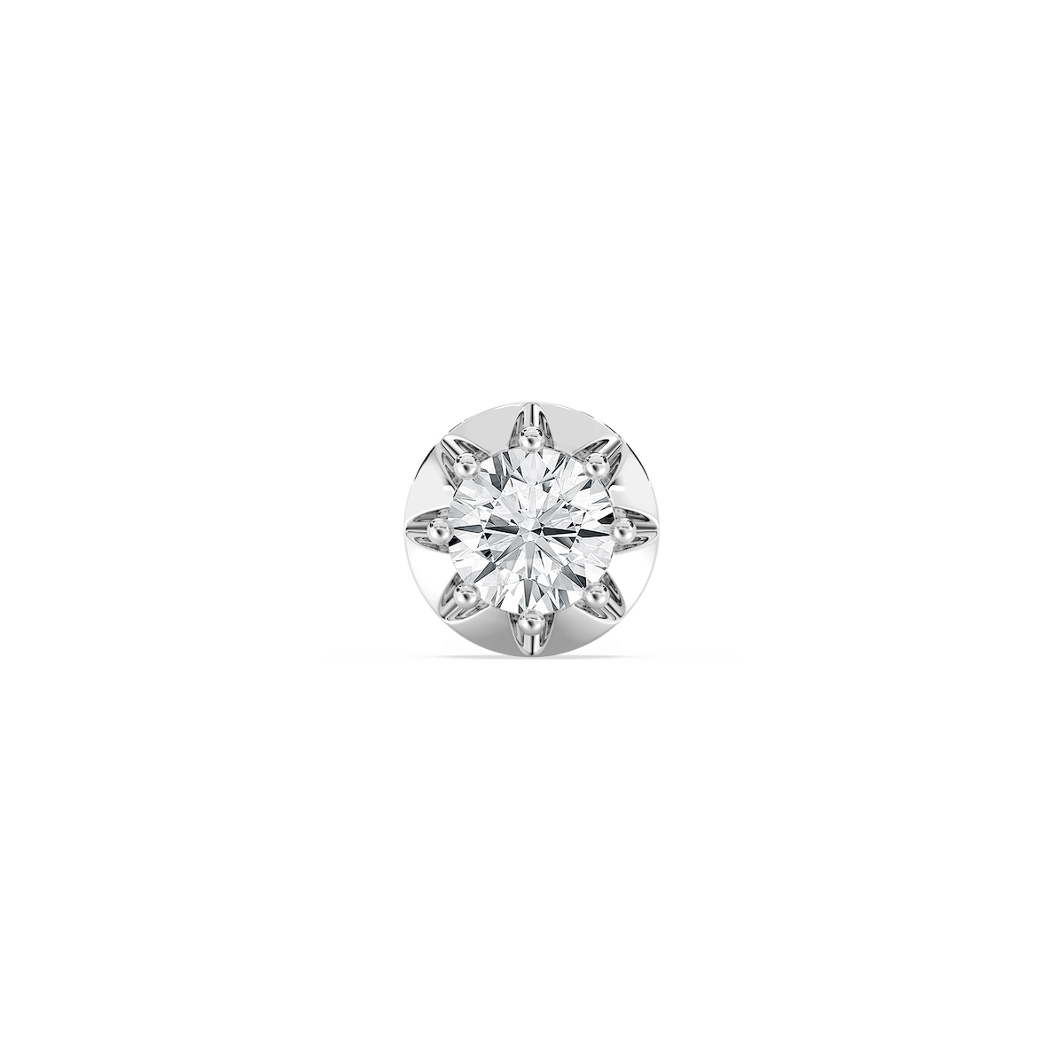 Round Lab Grown Diamond Circular Crown Single Stud Earring