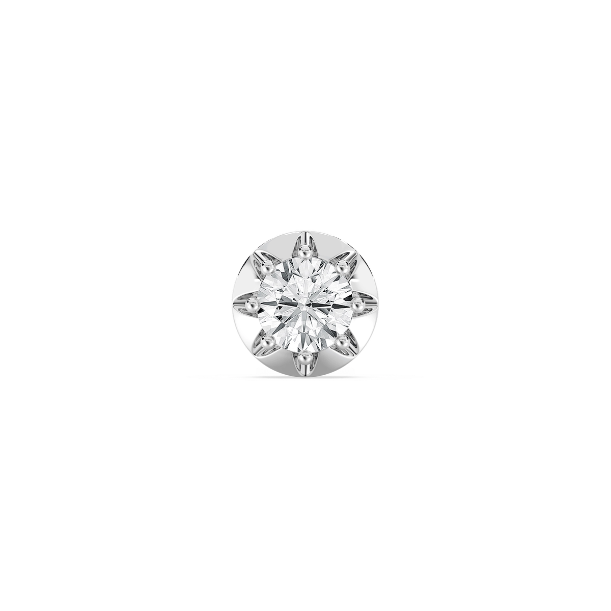 Round Lab Grown Diamond Circular Crown Single Stud Earring
