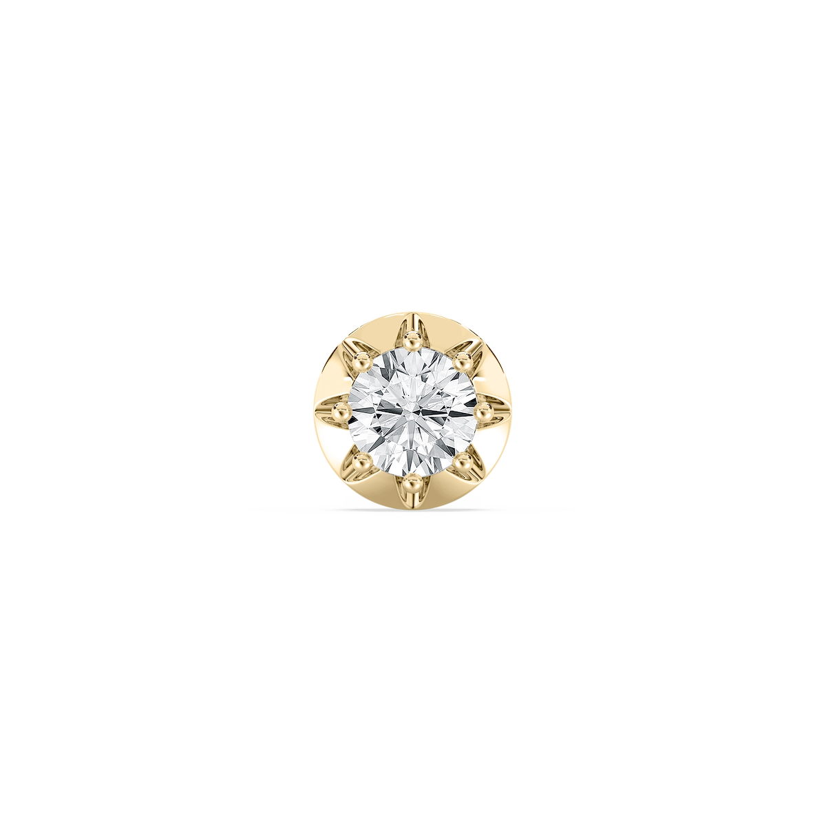 Round Lab Grown Diamond Circular Crown Single Stud Earring