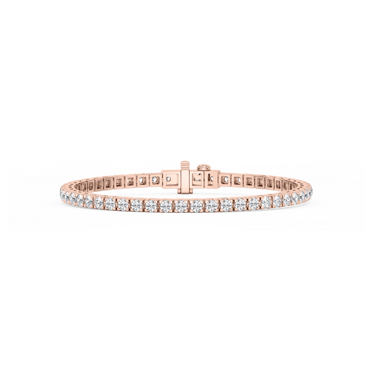 Round Lab Grown Diamond Classic Box Four Prong Tennis Bracelet