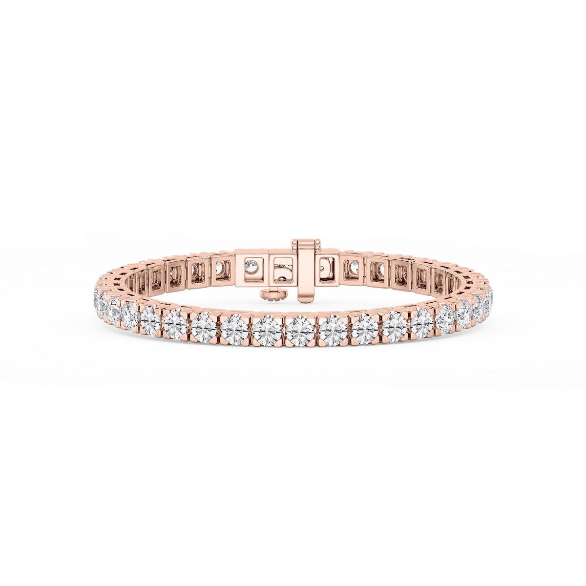 Round Lab Grown Diamond Classic Box Four Prong Tennis Bracelet  - 7 Inches