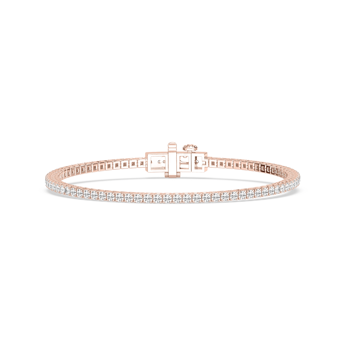 Round Lab Grown Diamond Classic Box Four Prong Tennis Bracelet  - 7 Inches