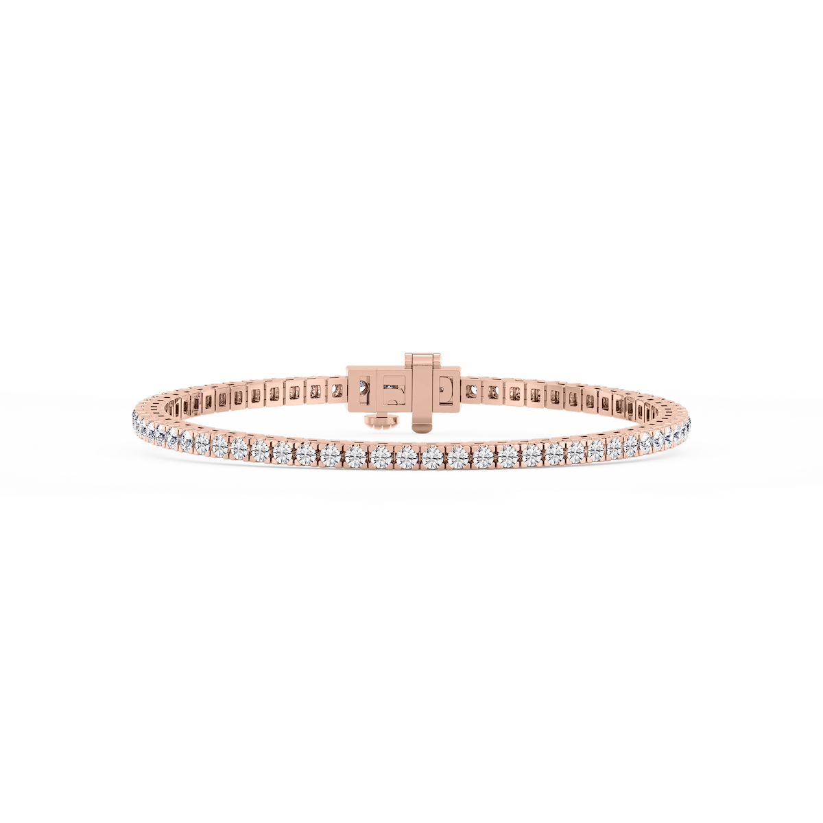 Round Lab Grown Diamond Classic Box Four Prong Tennis Bracelet  - 7 Inches