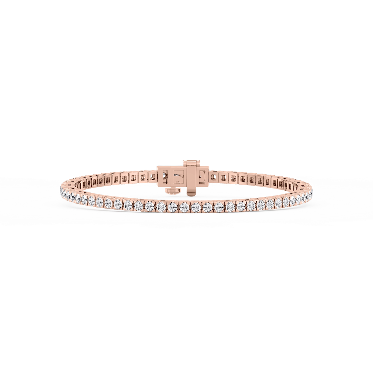 Round Lab Grown Diamond Classic Box Four Prong Tennis Bracelet  - 7 Inches
