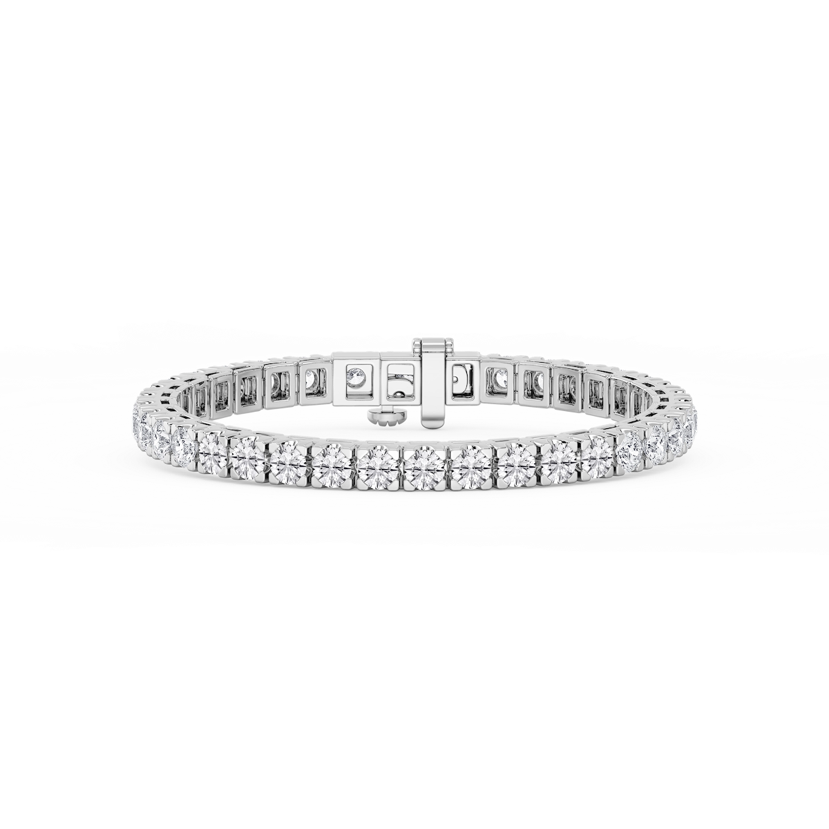 Round Lab Grown Diamond Classic Box Four Prong Tennis Bracelet  - 7 Inches
