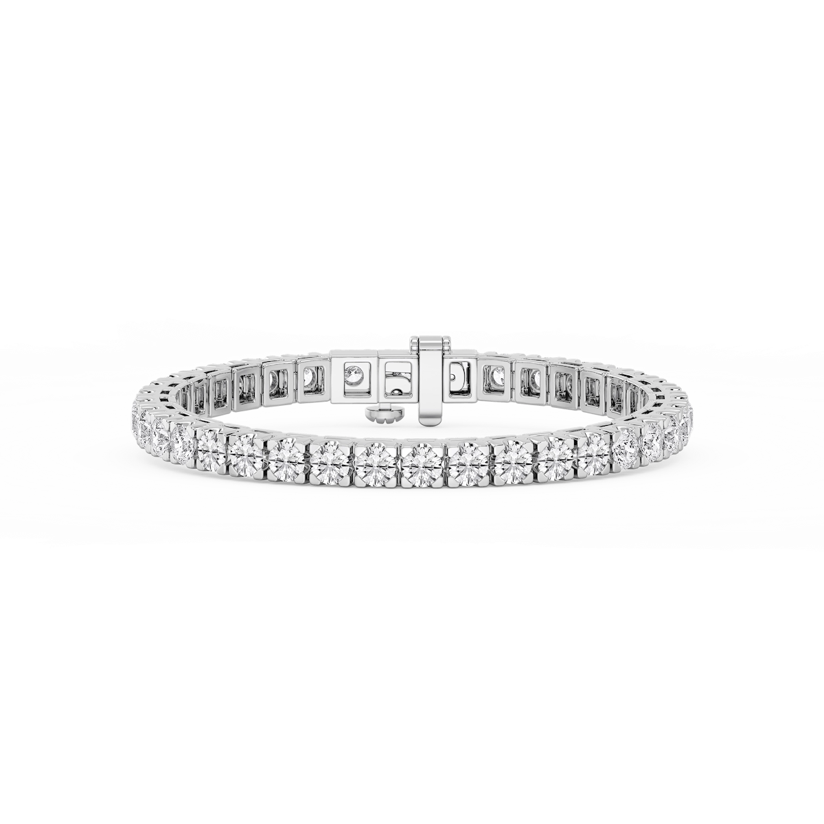 Round Lab Grown Diamond Classic Box Four Prong Tennis Bracelet  - 7 Inches