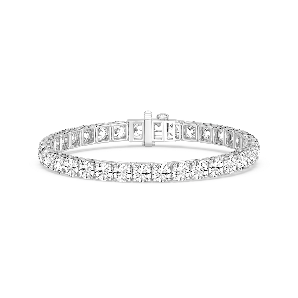 Round Lab Grown Diamond Classic Box Four Prong Tennis Bracelet  - 7 Inches