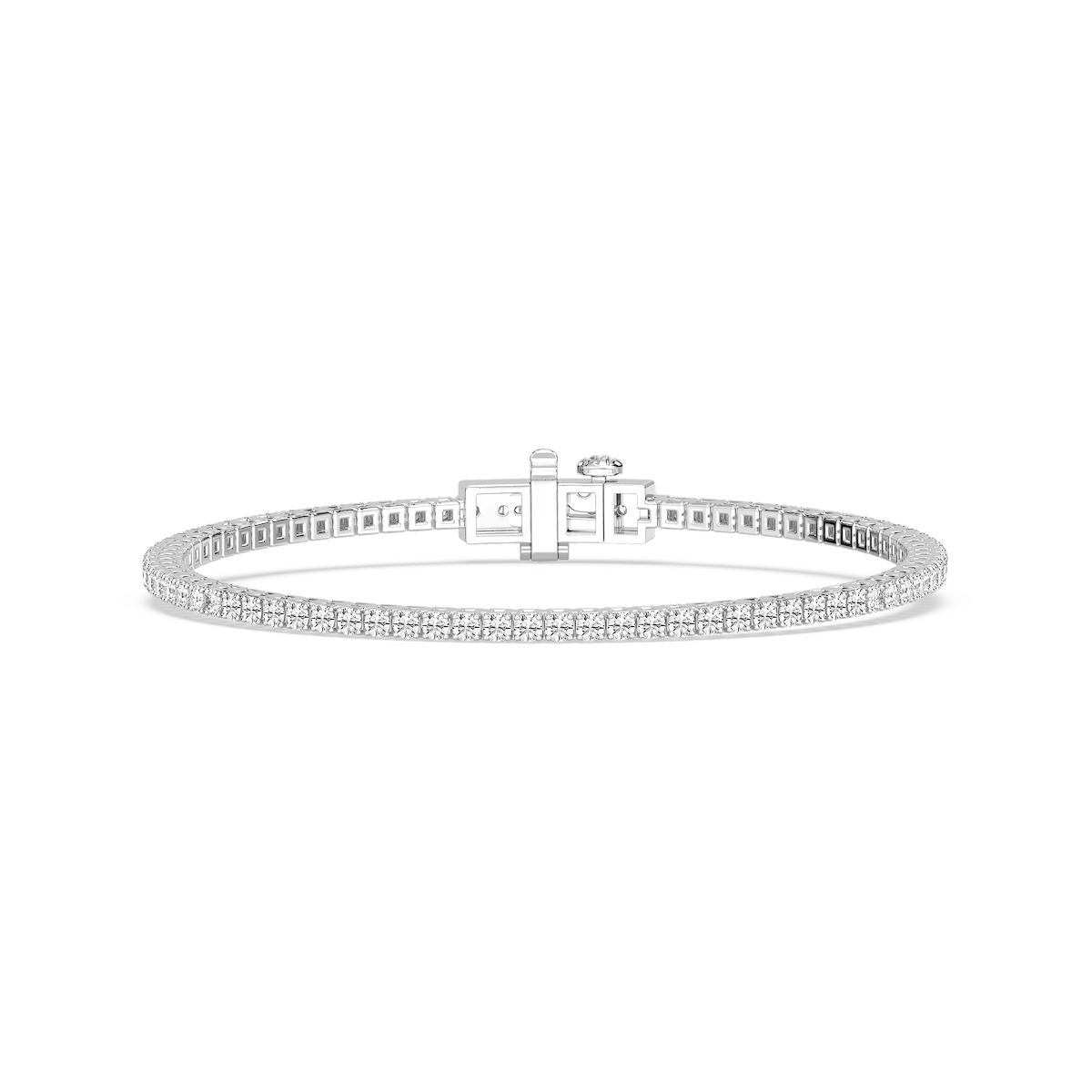 Round Lab Grown Diamond Classic Box Four Prong Tennis Bracelet  - 7 Inches