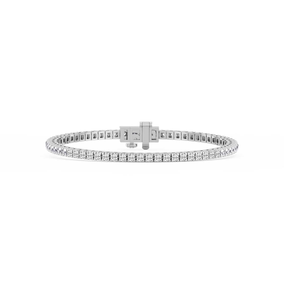 Round Lab Grown Diamond Classic Box Four Prong Tennis Bracelet  - 7 Inches