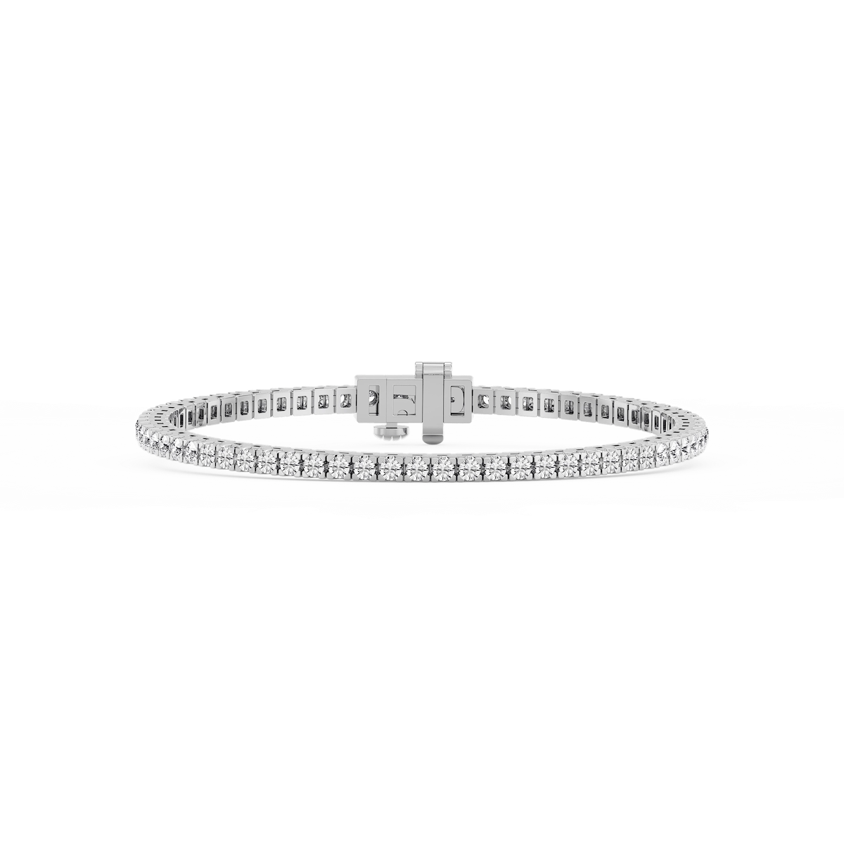 Round Lab Grown Diamond Classic Box Four Prong Tennis Bracelet  - 7 Inches