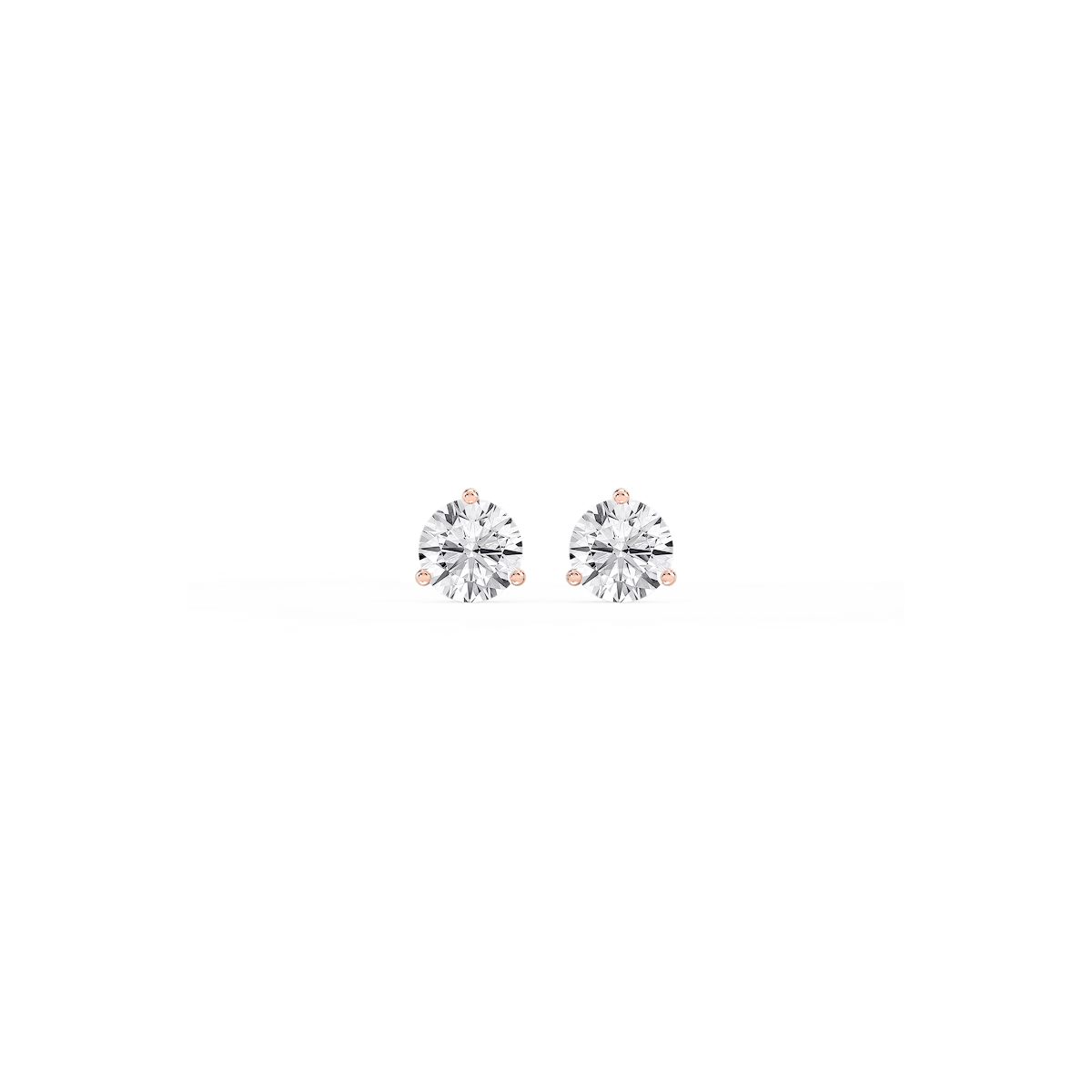 Round Certified Lab Grown Diamond Classic Three Prong Martini Stud Earrings