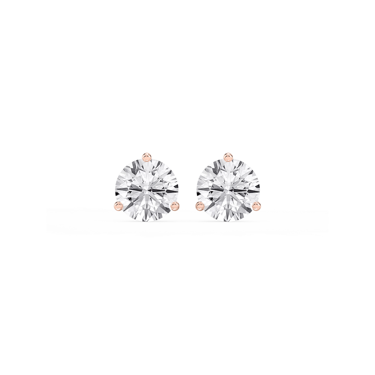 Round Lab Grown Diamond Classic Three Prong Martini Stud Earrings