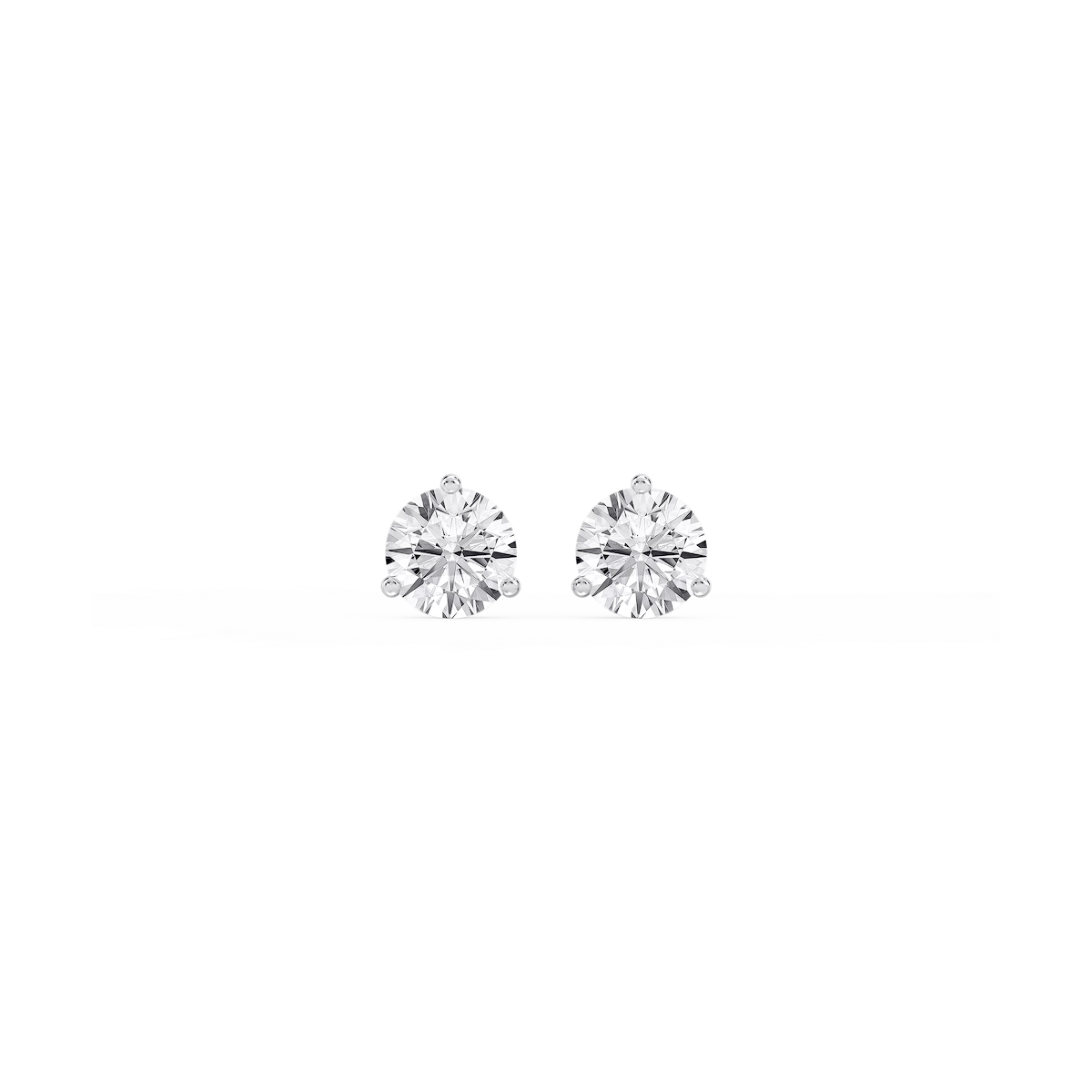 Round Lab Grown Diamond Classic Three Prong Martini Stud Earrings