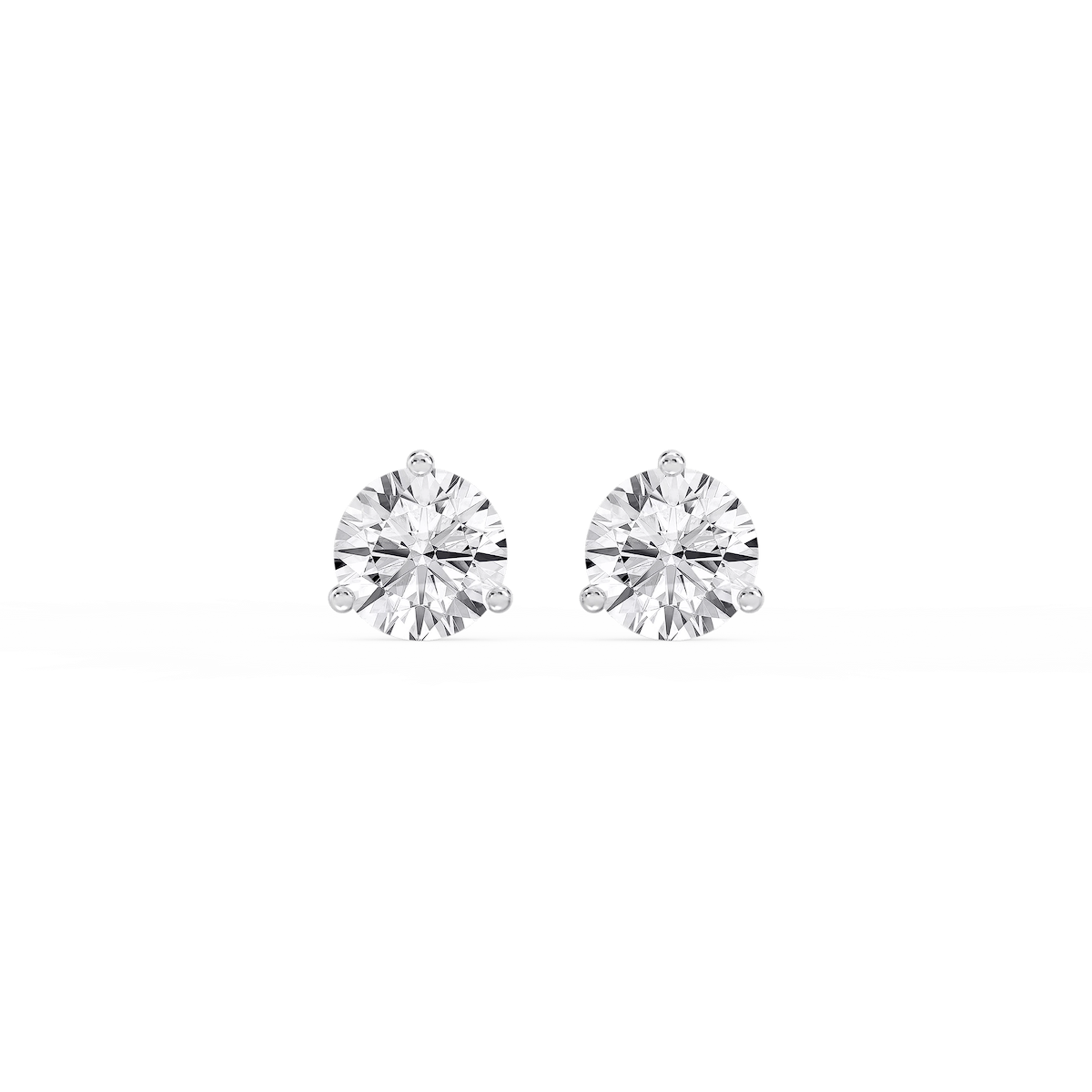 Round Lab Grown Diamond Classic Three Prong Martini Stud Earrings