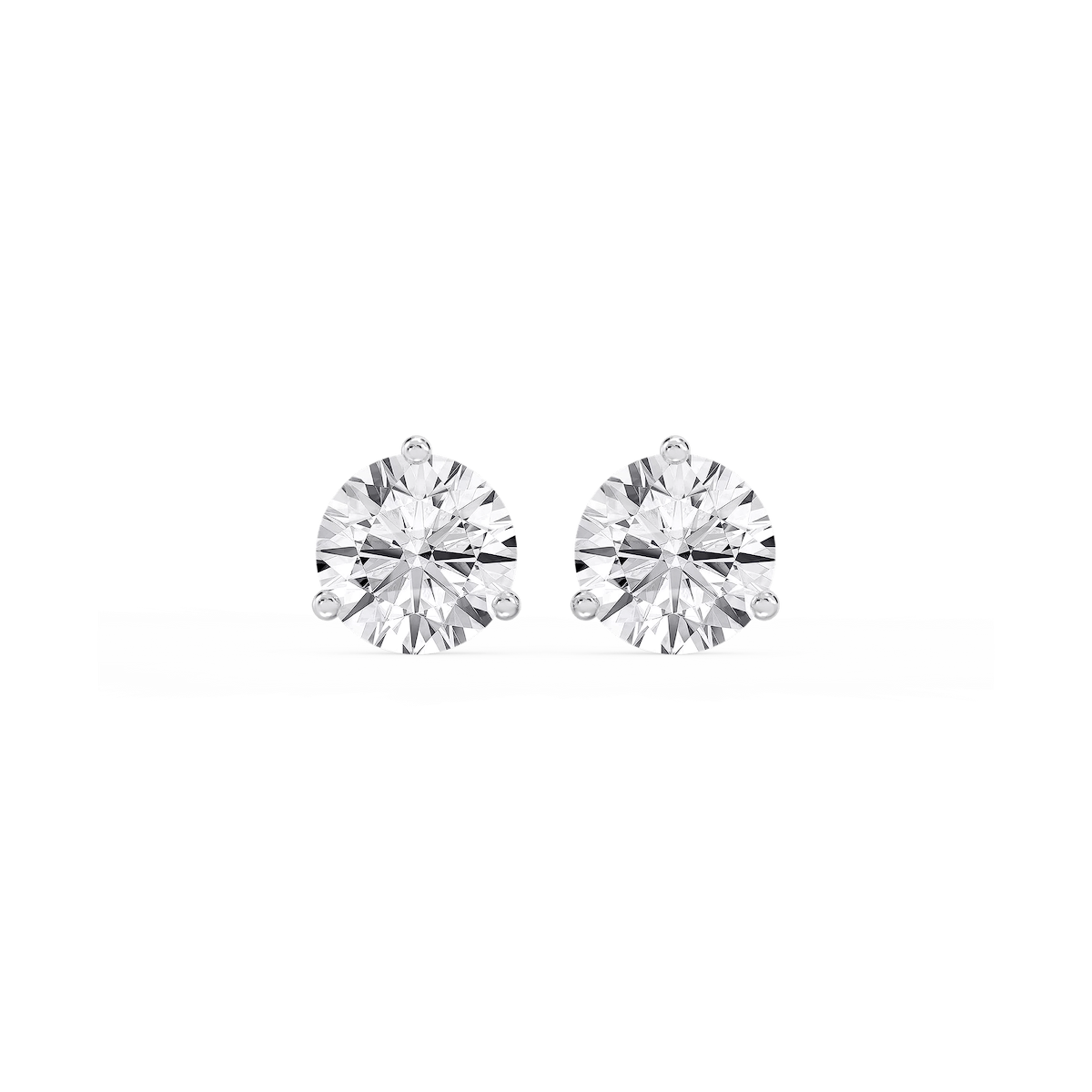 Round Lab Grown Diamond Classic Three Prong Martini Stud Earrings