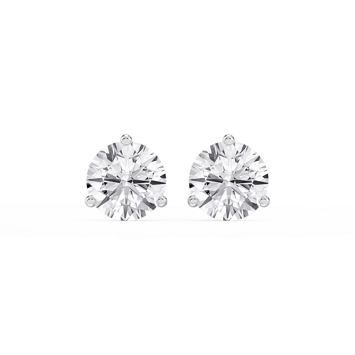 Round Lab Grown Diamond Classic Three Prong Martini Stud Earrings