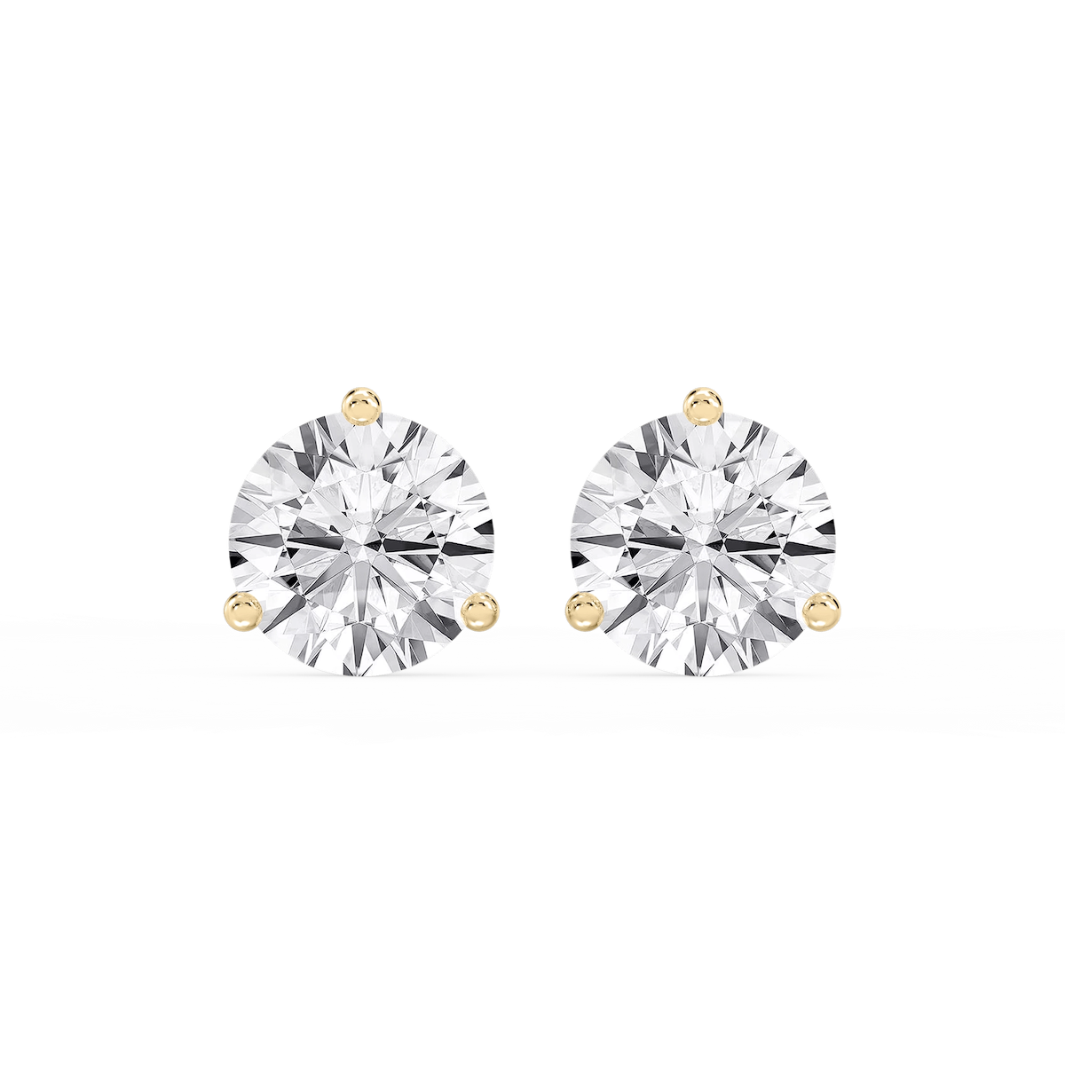 Round Lab Grown Diamond Classic Three Prong Martini Stud Earrings