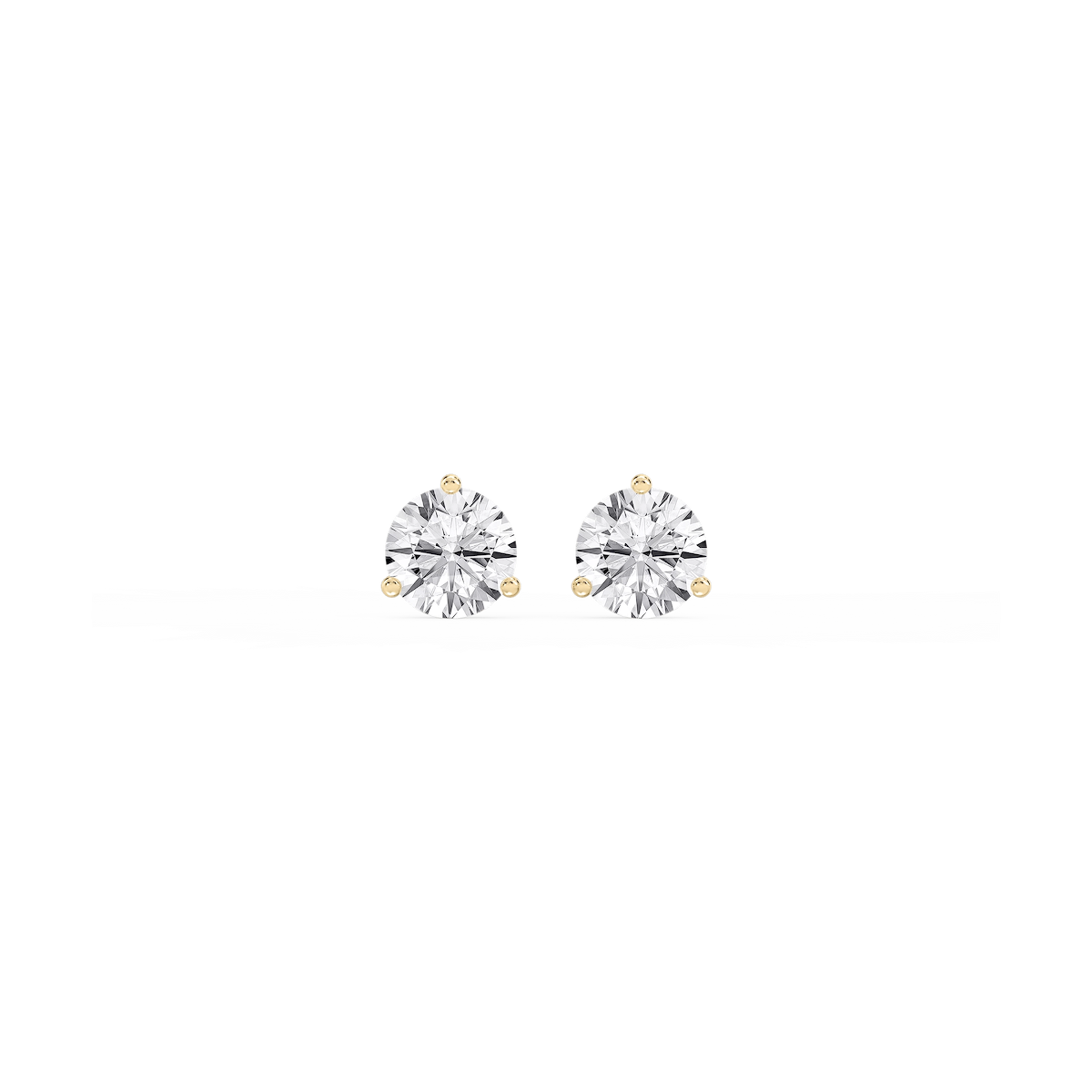 Round Lab Grown Diamond Classic Three Prong Martini Stud Earrings