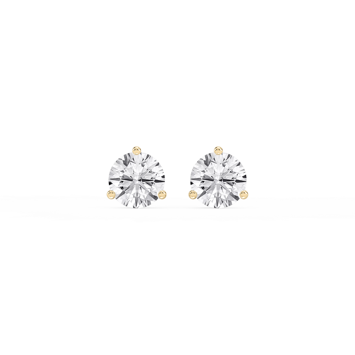 Round Lab Grown Diamond Classic Three Prong Martini Stud Earrings