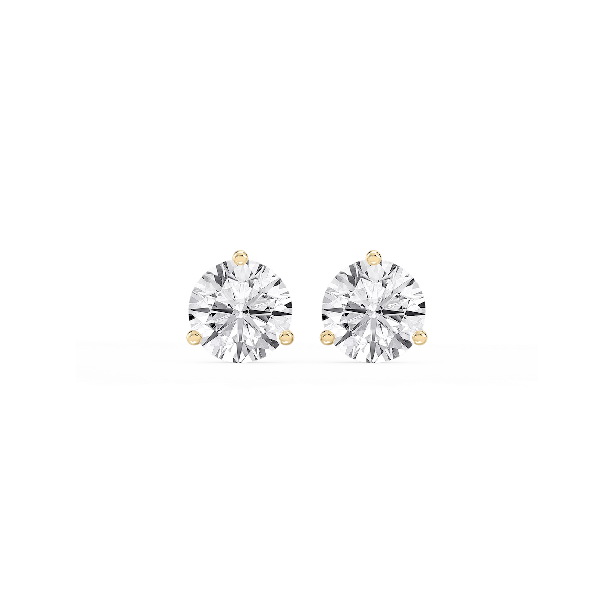 Round Lab Grown Diamond Classic Three Prong Martini Stud Earrings
