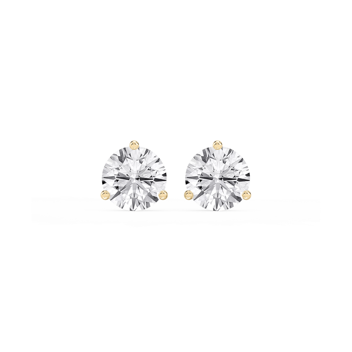 Round Lab Grown Diamond Classic Three Prong Martini Stud Earrings