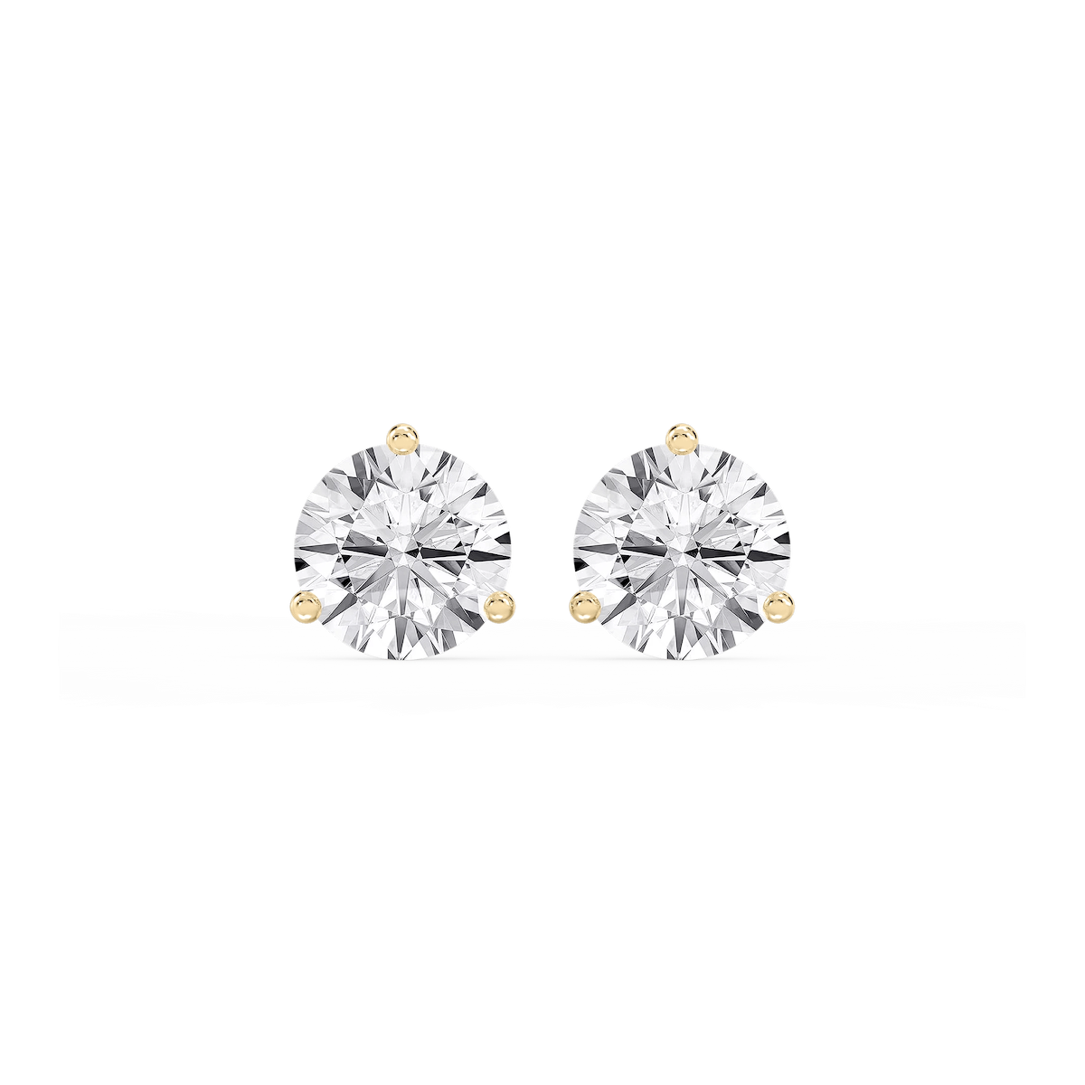Round Lab Grown Diamond Classic Three Prong Martini Stud Earrings