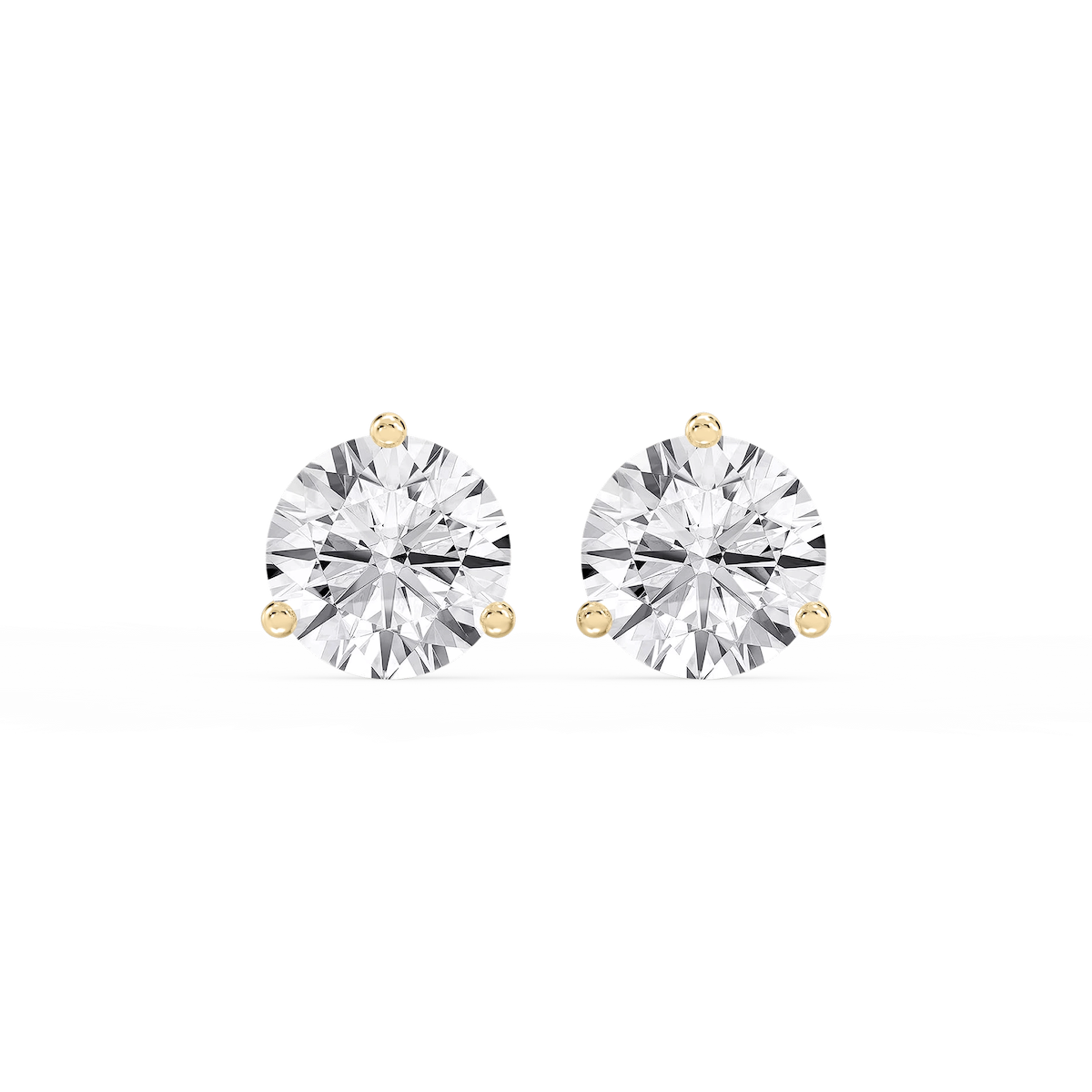 Round Lab Grown Diamond Classic Three Prong Martini Stud Earrings