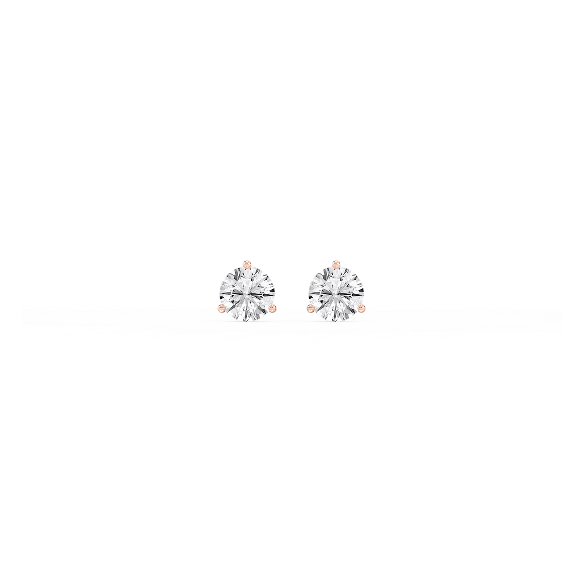 Round Certified Lab Grown Diamond Classic Three Prong Martini Threaded Stud Earrings