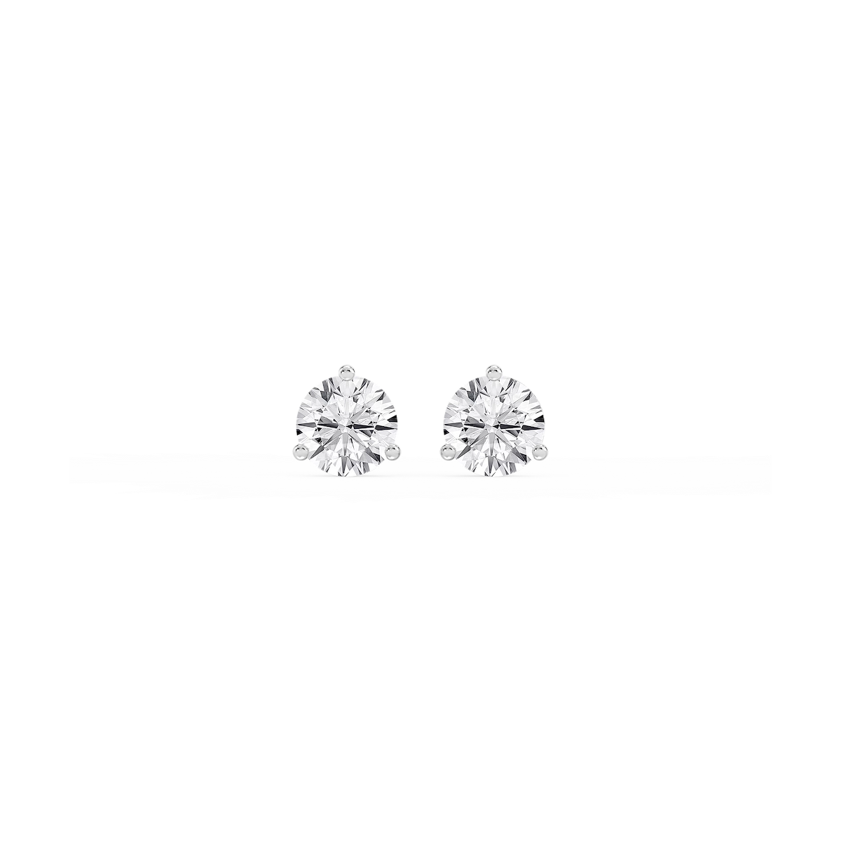 Round Lab Grown Diamond Classic Three Prong Martini Threaded Stud Earrings